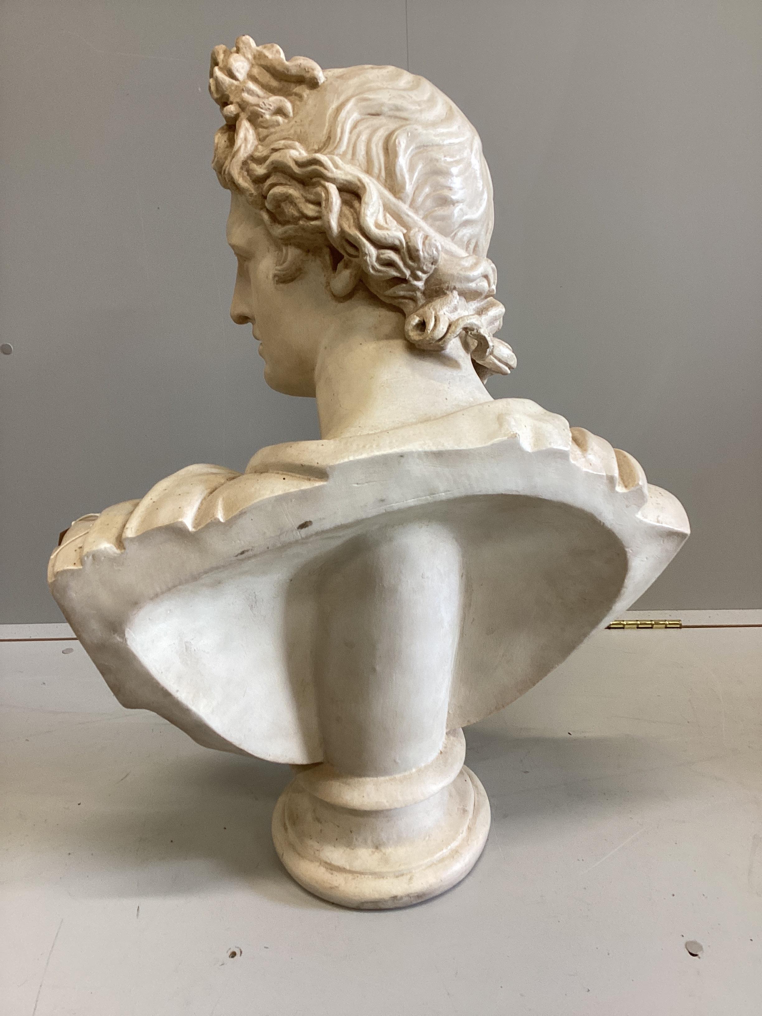 After the Antique, a faux marble classical bust, height 80cm
